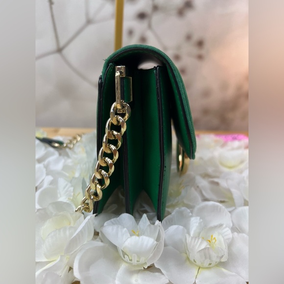 TopShop Green Crossbody Shoulder Bag with Gold Ring Detail - Picture 8 of 12